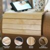 Besto Pack of 2 Sofa Arm Tray Table, Wooden Sofa Tray Armrest Tray with Fabric Backing Couch Cup Holder, Folding Sofa Arm Table, Couch Arm Table
