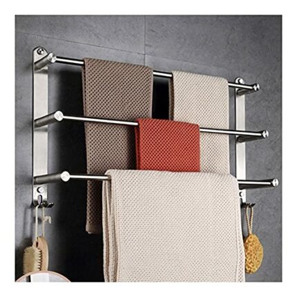 HIGOH Towel Rack Towel Rack 3-Tier Towel Bar,Bathroom Towel Rack,Rustproof Towel Hanger/Slipper Rack with 2 Hooks Wall Mount Towel Storage Holder