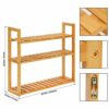 3-Tier Bamboo Bathroom Shelf, Multifunctional Wall Mount Storage Rack Unit, Adjustable Bookcase Layer Rack Free Standing Toilet Utility Shelves,