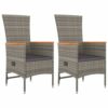 vidaXL Garden Dining Set 3 Piece Outdoor Dining Set Chair and Table Armchair Patio Dinner Table and Chair Grey Poly Rattan and Solid Wood Acacia
