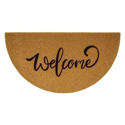 KorhLeoh Welcome' Half Circle Doormat Welcome Mat for Outdoors, Half Moon Doormat Half Circle Rugs for Patio, Home, Classroom (Semicircular, One