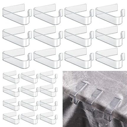 24pcs Plastic Tablecloth Clips, Transparent Picnic Tablecloth Clips for Outdoor Tables Large Table Cloth Holder Table Cover Clips for Christmas H