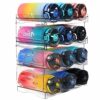ALKNOT Water Bottle Organizer for Cabinet, 4 Pack Stackable Clear Plastic Water Bottle Holder,Wine Rack/Drink Bottle Storage Stand for Refrigerat