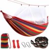 Anyoo Cotton Hammock with Mosquito Net & Tree Straps Kits, Breathable Mesh Hammock for Outdoor Garden Yard Camping Hiking Backpacking