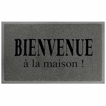 TAPIS DECO DOOR CARPET 45X75 PVC MAISON GRIS/NOIR, Cotton, 45 x 75 cm