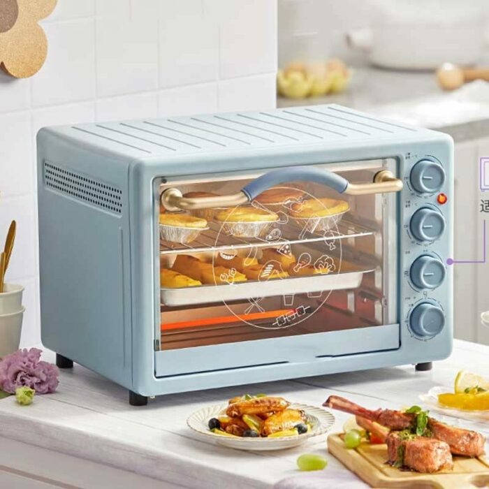KKYKP Oven household mini small small electric oven baking automatic multi-function baking large-capacity electric oven (Color : Blue, Size : 34