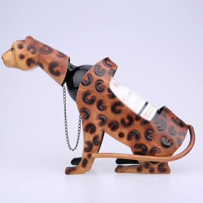 JJZXD Leopard Wine Holder Metal Animal Wine Rack Sculpture Bar Wine Bottle Stand Practical Interior Home Decoration Crafts