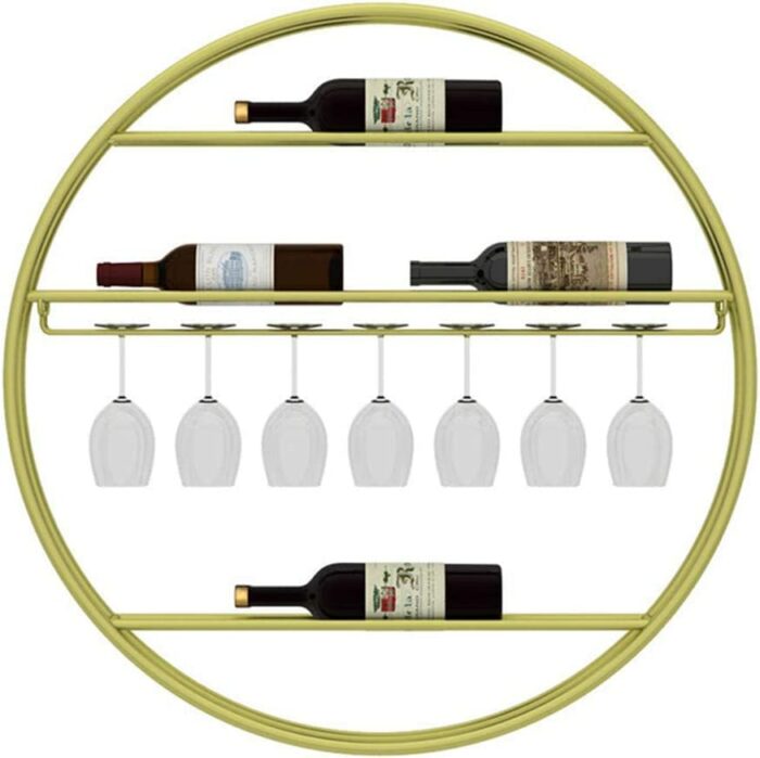 Wine racks Home/Bar Retro European Wall-mounted with Glass Holder, Metal Retro Wall Hanging Shelf | Kitchen Bar Restaurant | Wall Decoration Desi