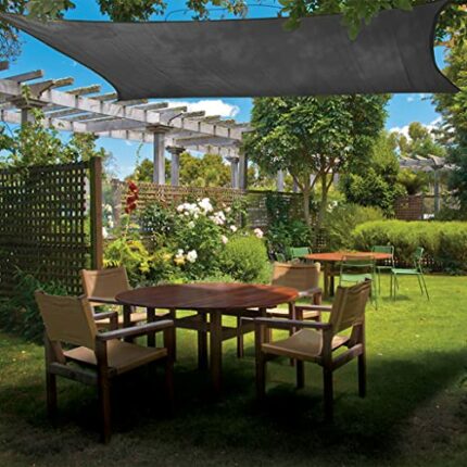 RICHIE Sun Shade Sail Rectangular Waterproof garden canopy outdoor 3x4m, garden awning 98% UV block awnings for patios with 4 free ropes, Grey
