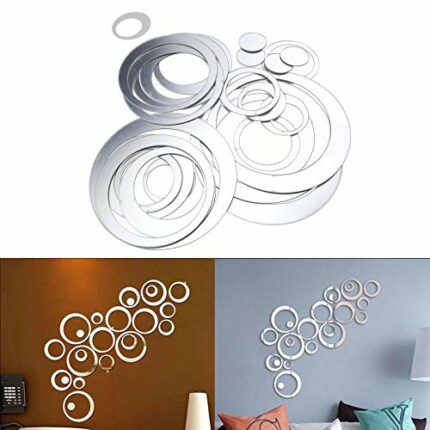 Set of 24pcs 3D Sticker Mirror Circle Wall Mural Decal Home Decoration Art Design DIY Craft