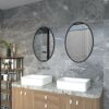Black Oval Bathroom Mirrors - 20“ X 28” Metal Frame Wall Mirror Modern Wall-Mounted Mirrors