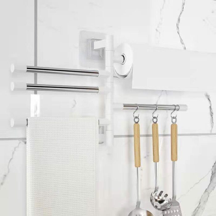 MIAOHY Bathroom Towel Rack Rotatable Towel Holder Space Aluminum 2/3/4/5-Bar Towel Hanger Kitchen Shelf Paper Hanging Wall Mounted (Size : 2)