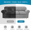 Carvapet High Stretch Fit Sofa Cover 2 Seater with 2 Seat Cushion Covers, Thick & Washable Plush Jacquard Sofa Slipcover for Living Room Furnitur