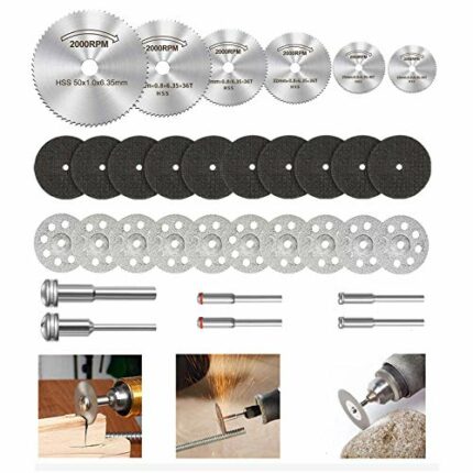 Cutting Discs for Dremel Rotary Tool, Diamond Cutting Wheels 10pcs, HSS Circular Saw Blades 6pcs with 1/8" Shank, Resin Cutting Discs 10pcs for W