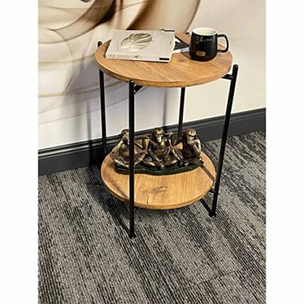 Living Room End Table with Storage Coffee Table and Round Table Narrow Side Table End Table for Living Room Fabric Storage Bag Nordic Style (Wood