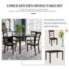 DINGZZ 5 Piece Kitchen Dining Table Set 1 Wooden Table + 4 Chairs Set For Restaurant Espresso