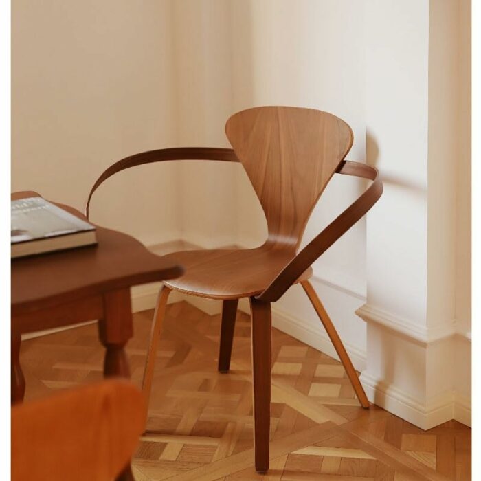 LUKEO Solid Wood Accent Dining Chair Armchair Ribbon Shaped Design Art Chair Backrest Home Furniture
