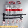 yozhch Black Towel Rail Wall Mounted Towel Rack Bathroom Towel Holder Self Adhesive Towel Rail with Shelf 90° Foldable 2 Tier Towel Bar (58cm)