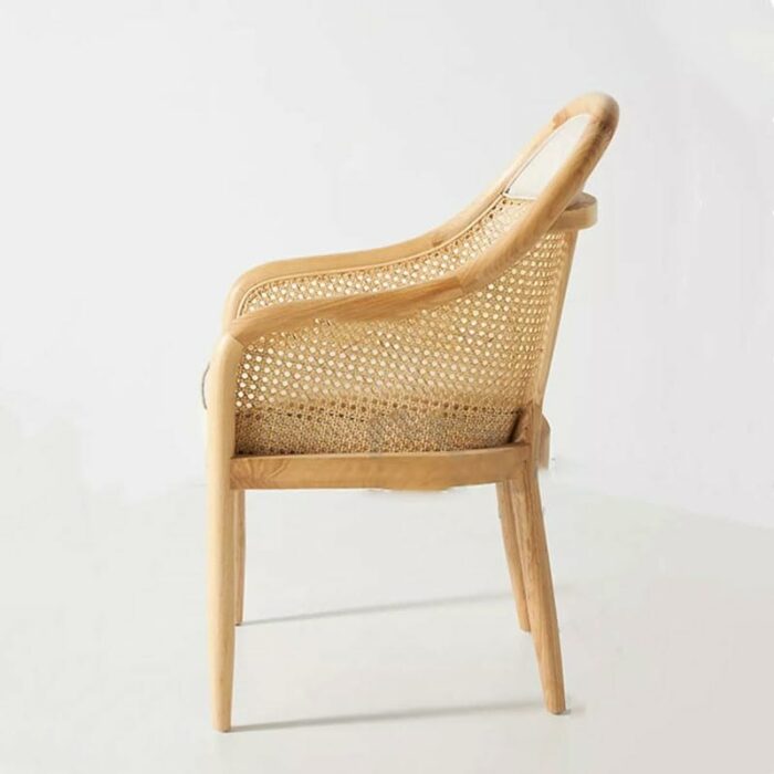 WALNUT Office Kitchen Armrest Dining Chair Rattan Outdoor Dining Ergonomic Chair Wooden Party Furniture (Color : D, Size : Light Grey)