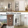 Bigzzia Coat and Shoe Rack Entryway, 3-in-1 Metal Hall Tree with 3-Tier Shelf and 16 Removable Hooks, Simple and Narrow Coat Racks Free Standing
