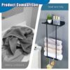 Towel Rail Wall Mounted Extendable 38-75 cm, Double Carbon Steel Towel Rail Self Adhesive No Drilling, Towel Holder Shelf for Bathroom Kitchen To
