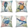 Artscope Set of 4 Waterproof Cushion Covers 45x45cm, Decorative Flamingo and Pink Flowers Pattern Throw Pillow Covers, Perfect to Outdoor Patio G