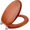 Angel Shield Antibacterial Wooden Soft Close Toilet Seat with Quick Release Adjustable Hinges Toilet Seat Easy Clean and Assembly for Bathroom 45