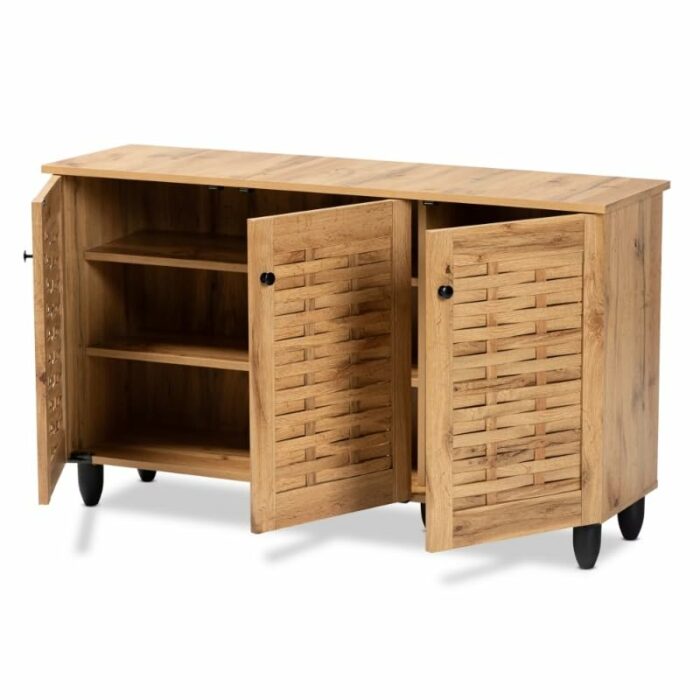 CHUNYU Household Goods Multi-layer Shoe Cabinet Finished Wooden Three-door Shoe Cabinet Storage Shoes