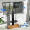 TTAP TV Stand for 32-65 Inch TV’s with Oak Base and Single Glass Shelf/With Swivel and Height Adjustable Mount Bracket (OAK)