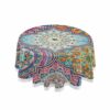 xigua Mandala Round Tablecloth with Umbrella Hole and Zipper Outdoor Tablecloth Spill-Proof Polyester Table Cover for Kitchen Patio Garden Party