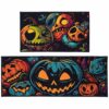Beyond Your Thoughts Halloween Kitchen Rug Mat Set 2023 New Non Slip Decorative Skeleton Black White Soft Floor Mat for Kitchen Bedroom Indoor Ha