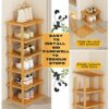 Bamboo Shoe Rack - Vertical Shoe Rack for Small Spaces, Tall Narrow Shoe Rack Organizer for Closet Entryway Corner Garage and Bedroom,Skinny Shoe