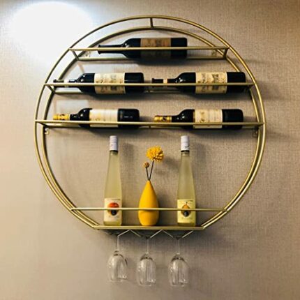 LHLLHL Wall-mounted Wine Rack European-style Wrought Iron Glass Cabinet Restaurant Display Cabinet Bar Storage Rack