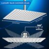 Voolan 10" High Pressure Rain Shower Head, Square Shower Heads Made from 304 Stainless Steel Material, Comfortable Shower Experience Even at Low