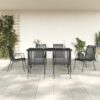 vidaXL Garden Dining Set 7 Piece, Table and Chair for Patio Terrace, Outdoor Dining Set with Table, Lounge Set, Black Steel and Textilene