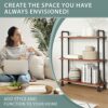 Barnyard Designs Furniture 3-Tier Etagere Bookcase, Solid Pine Open Wood Shelves, Rustic Modern Industrial Metal and Wood Style Bookshelf, Brown,