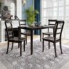 DINGZZ 5 Piece Kitchen Dining Table Set 1 Wooden Table + 4 Chairs Set For Restaurant Espresso