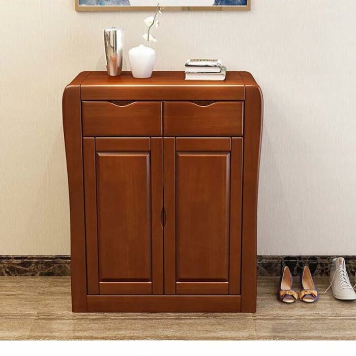 TJLSS Living Room Shoe Cabinet Household Solid Wood Storage Cabinet Two Door Entry Porch Small Medium Furniture