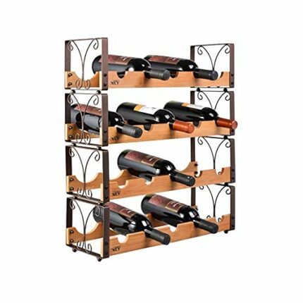JJZXD Wood Household Wine Rack Classical Bottle Wine Holder Wine Bottle Storage Rack Bar Display Shelf Drinking Holder