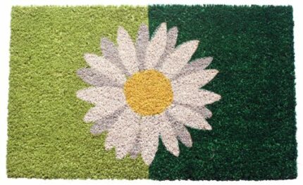 Entryways One Daisy On Green Non Slip Coir Doormat 43cm x 71cm, Vinyl, 40 x 60 cm