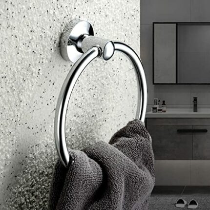 RAKUTE Brass Bathroom Towel Ring, Light Luxury Round Towel Rack, Hand Towel Holder, Bathroom Wall-Mounted Bathroom Ring