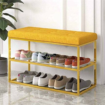 JYDQM Shoe Rack Shoe Bench Shoe Shoe 3 Layer Tissue Storage Station To The Inlet of The Metal Frame of The Seat Cushion Foam for Living Corridors