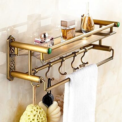 HIGOH Towel Racks,Bathroom Towel Rack Wall Mounted Towel Holder,Bathroom Shelf,Type Wall Mounted Corner Shelf,Storage Organizer Rack with Towel B
