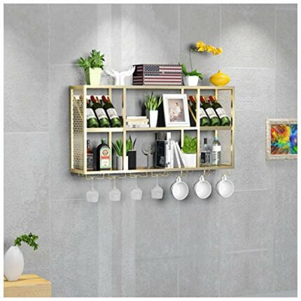 Wall-Mounted Stylish Simplicity Wine Glass Holder Metal Wrought Iron Household Goblet Holder Kitchen or Office Tableware Bottle Holder Glass Wine