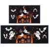 Beyond Your Thoughts Halloween Kitchen Rug Mat Set 2023 New Non Slip Decorative Skeleton Black White Soft Floor Mat for Kitchen Bedroom Indoor Ha