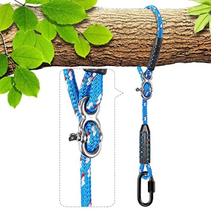 BeneLabel Tree Swing Ropes, Hammock Tree Swings Hanging Straps, Adjustable Extendable, for Outdoor Swings Hammock Playground Set Accessories, 2M