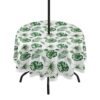 xigua Mandala Round Tablecloth with Umbrella Hole and Zipper Outdoor Tablecloth Spill-Proof Polyester Table Cover for Kitchen Patio Garden Party