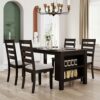 DINGZZ Kitchen 5 Piece Dining Table Farmhouse Wood W/2 Tier Storage Racks 4 Person Kitchen Set W/Upholstered Dining Chair
