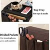 Sturdy Couch Sofa Armrest Organiser with Cup Holder Tray Sofa Caddy TV Remote Storage Pocket Bag for Apple Devices Cellphone Tablets Magazines DV