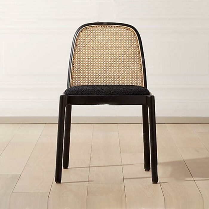 WALNUT Rattan Dining Chairs Designer Solid Wood Restaurant Chair Minimalist Backrest Single Chair Dining Room Furniture